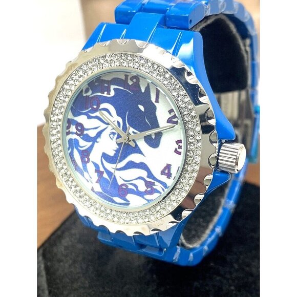 Disney Accessories - Disney Frozen Women's Watch WDS000835 Quartz Blue Band Crystals Bezel 41mm